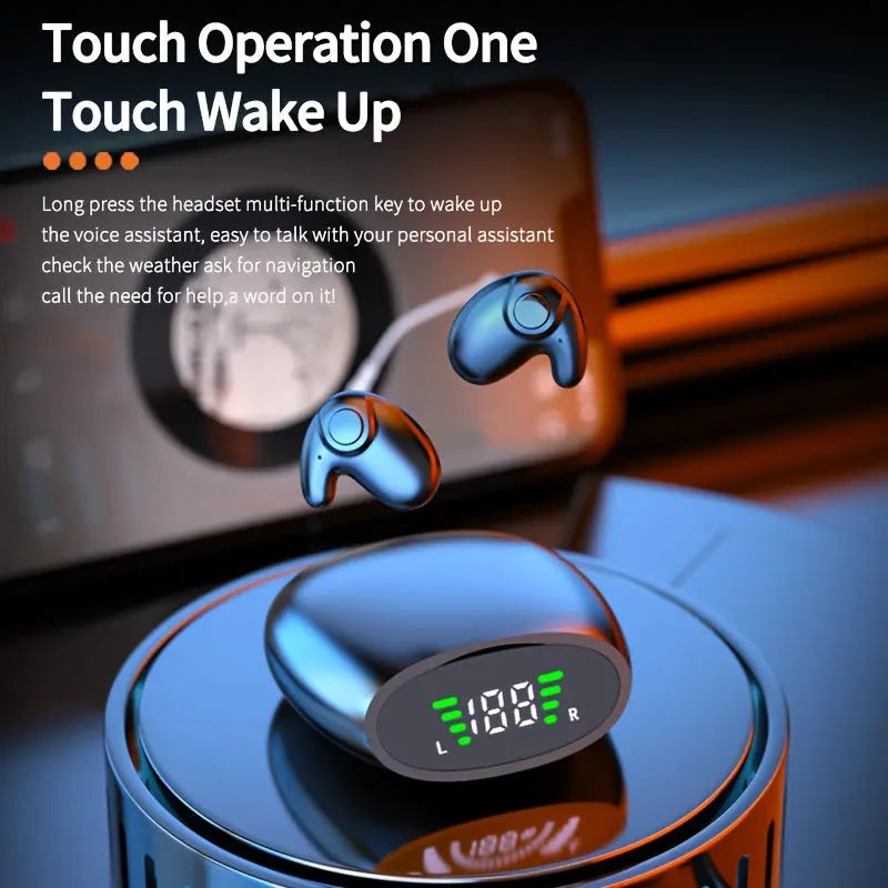 Wireless Earbuds with Microphone, In-Ear Headphones, LED Display Earbuds, Mini Charging Case Headphones for Men and Women, Wireless Headphone Dropshipman