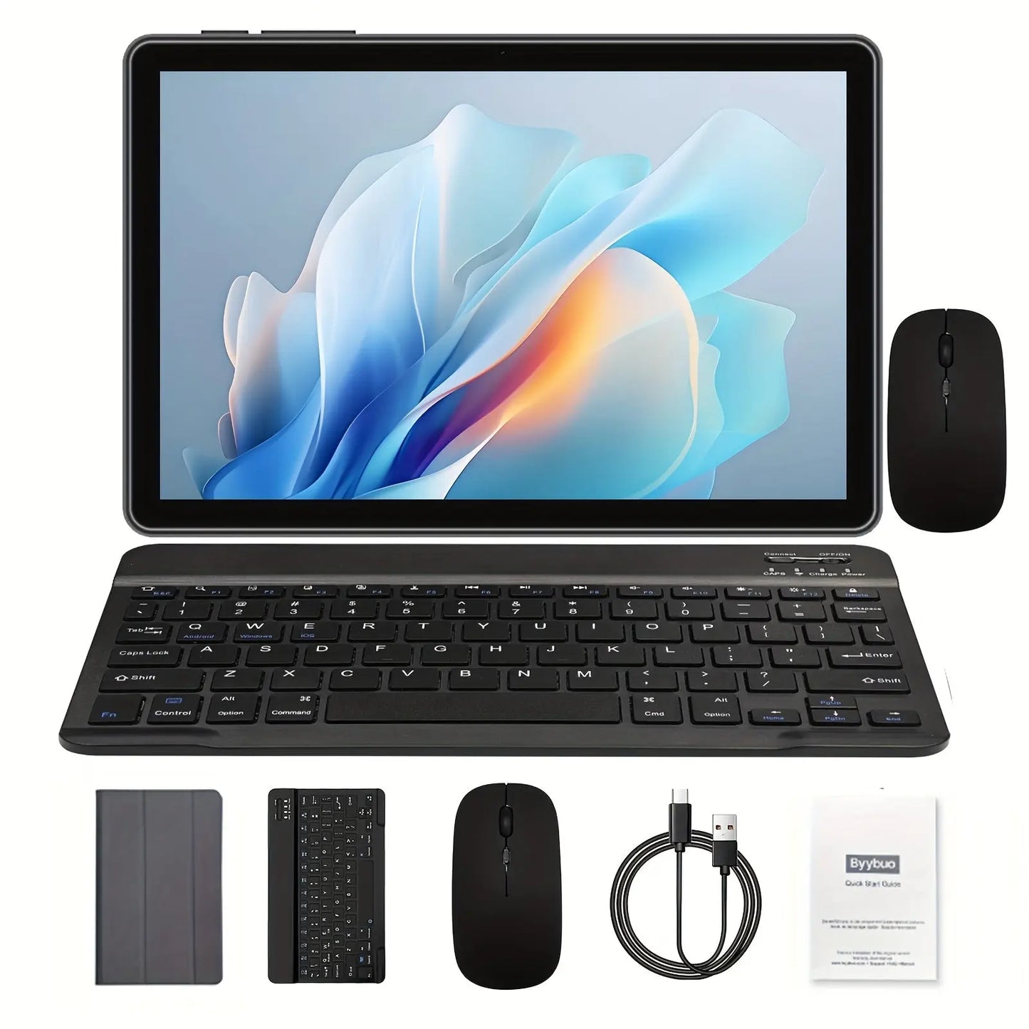 Tibuta 2-in-1 Android Tablet with Wireless Keyboard & Mouse, 10-inch IPS HD Display, Android 14, 6GB RAM/128GB Expandable Storage, Protective Case Included, Compatible with Stylus - for Office, Gaming, Learning, Entertainment (MTK MT8167/MT8320 Processor Dropshipman