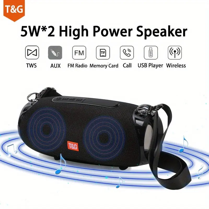 TG534 IPX4 Rating Portable Wireless Stereo Speaker With Dual Speakers, TWS Stereo Hands-Free Call/FM/TF Card/U Disk, Connect Mobile Phone/Tablet/TV, Music Speaker Plug-in Card U Disk Support Loudspeaker Gifts/Wireless Dropshipman