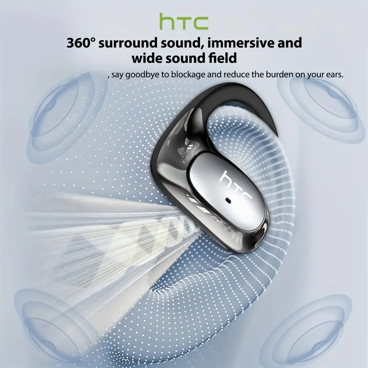 HTC NE35 AI Translation Earbuds Real-time Translation Headphones OWS Open-Ear Wireless Headphones, Latest BT V6.0, Noise Reduction Clear Call, 6.5 Hours Music Long Battery Life, Big speaker Big Volume Dropshipman
