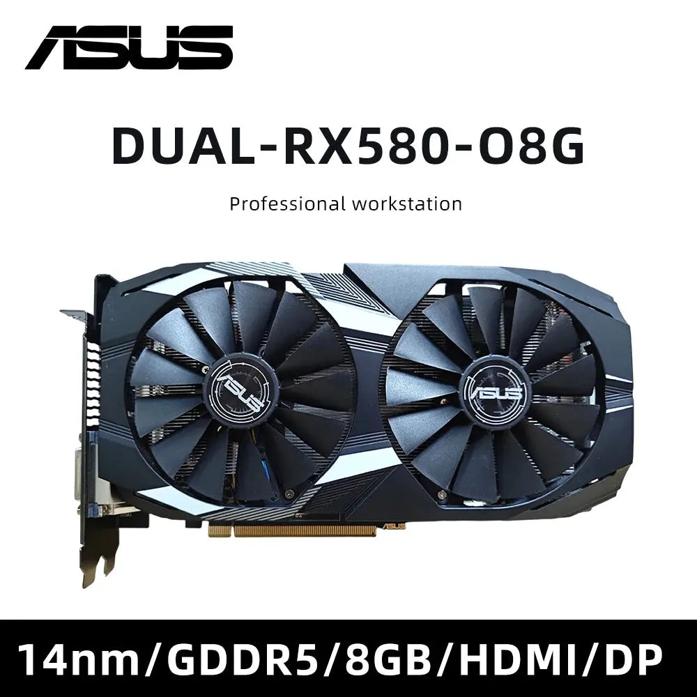 ASUS Dual Radeon RX 580 8GB GDDR5 Gaming GPU - Dual Fans, IP5X, Overclocked, 1080p, Auto-Extreme, 0dB Silent, HDMI/DP Dropshipman