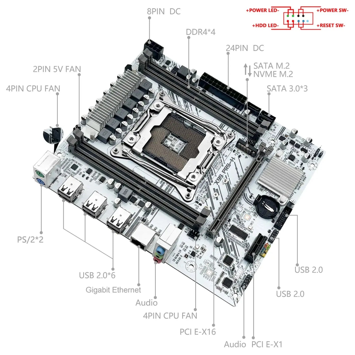 MACHINIST White X99 PR9-H Motherboard combo Intel Xeon E5 2630 V4 LGA 2011-3 CPU DDR4 16GB RAM NVME m.2 Optional kit set Dropshipman