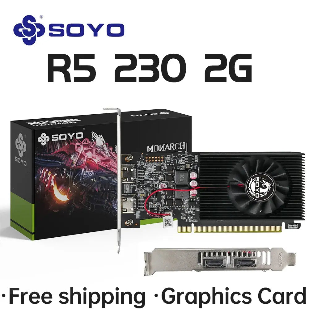 SOYO Graphics Cards R5 230 2G DDR3 64bit HDMI*2 compatibility For Desktop Gaming Computer Components GPU Video Card R5230 Dropshipman