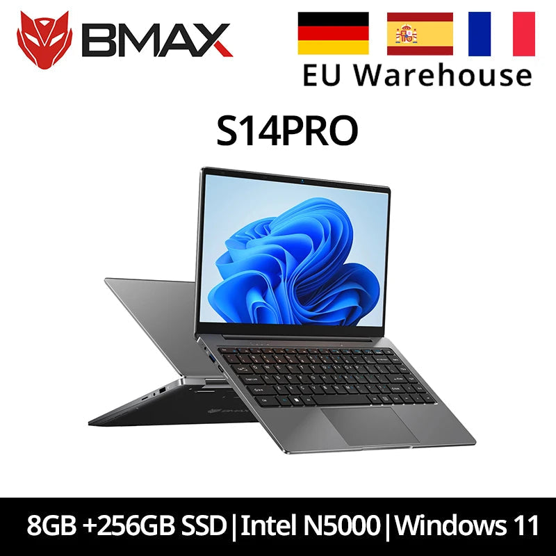 Bmax S14 Pro Intel N5000 8Gb Ram 256Gb Ssd Cpu 1920*1080 14 Inch Laptop Windows 11 Dual Notebook Wifi USB Laptop Pc Dropshipman