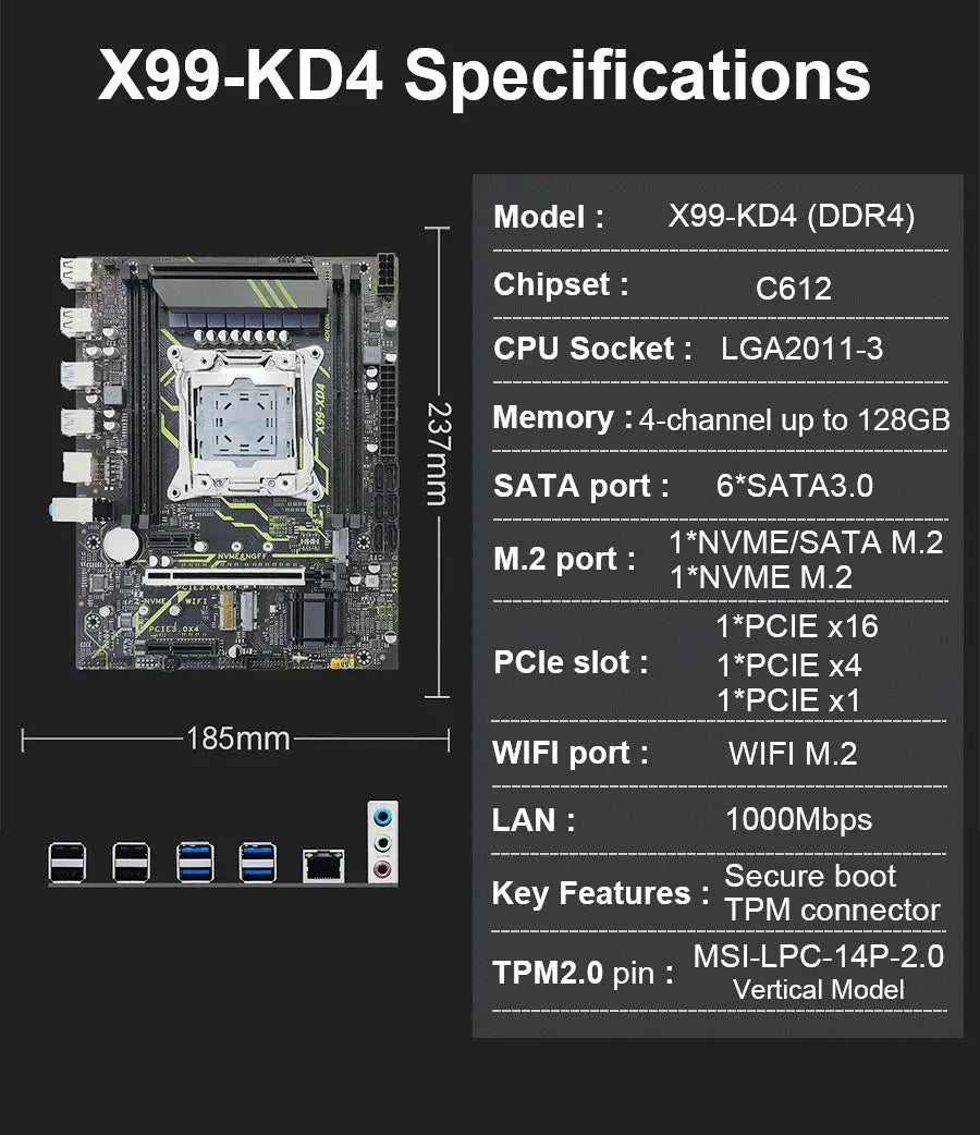X99 XD4 motherboard tpm 2.0 Xeon Kit E5 2680 2690 V4 CPU DDR4 RAM complete combo LGA 2011 V3 motherboards X99 with processor Dropshipman