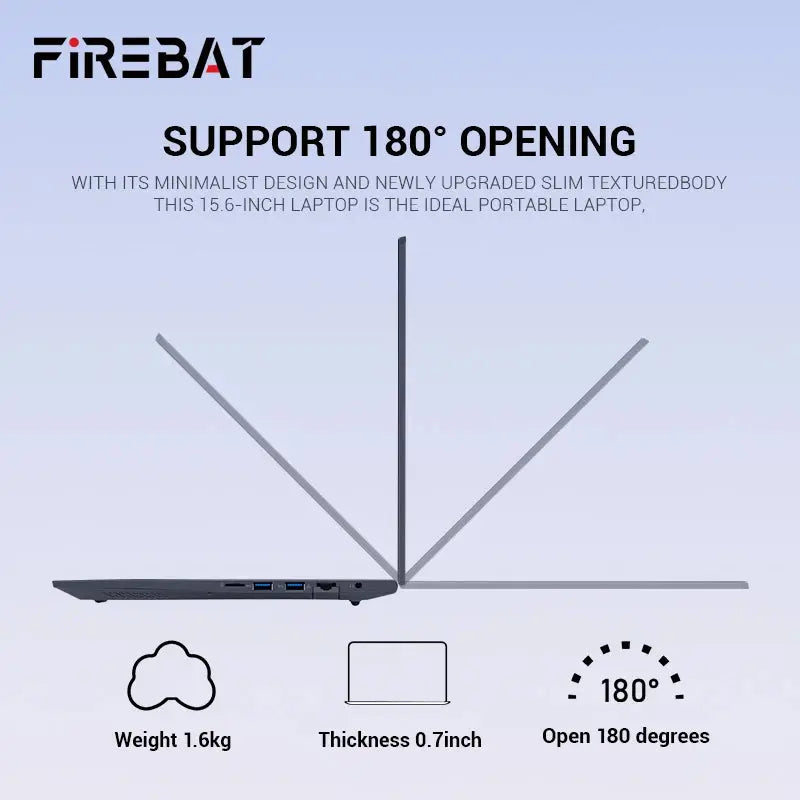 Firebat Laptop AT15 15.6 Inch Intel N150 DDR4 16GB RAM 512GB 1TB SSD 1920*1080 Windows 11 Notebook Backlit Integrated Numpad Dropshipman