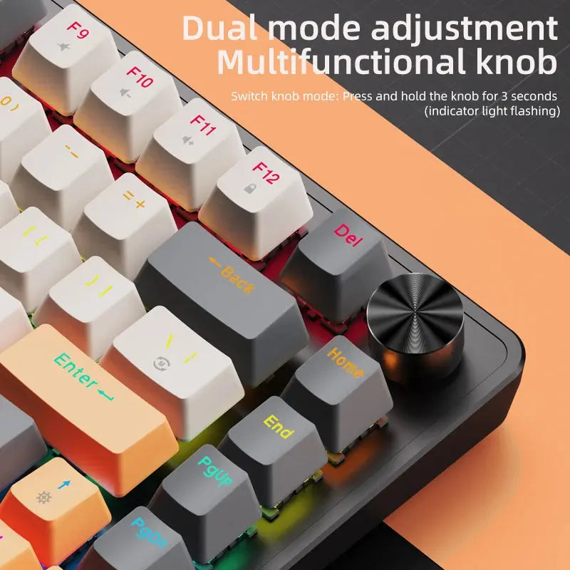 75% Mechanical Keyboard Wired with Media Knob, APAYADO Black Gaming Keyboard,Hot-Swap,ABS Cap Transparent Character Backlighting Dropshipman