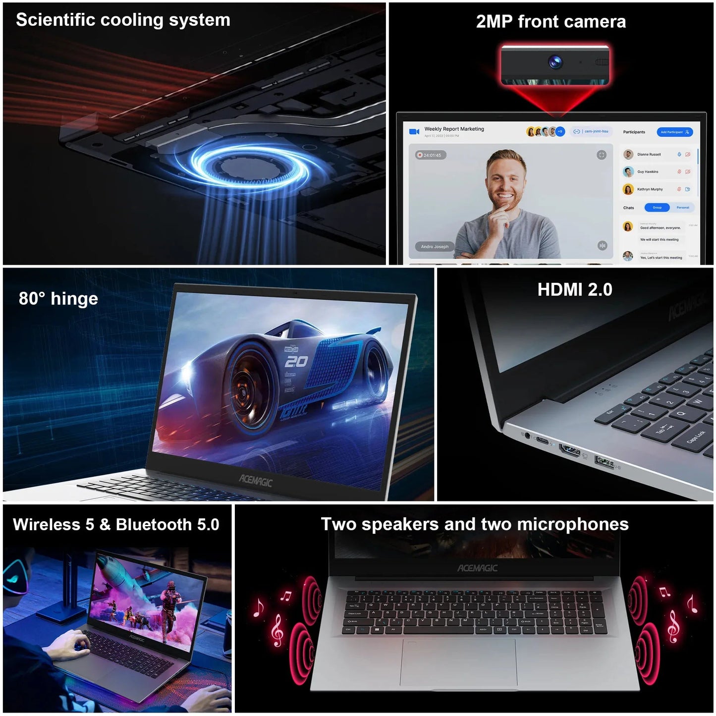 ACEMAGIC 18.5"Laptop Computer Windows 11 PRO 8000 mAh Battery Intel N150 Quad-Core Processor 16GB DDR4 RAM 512GB SSD Wifi5 Dropshipman