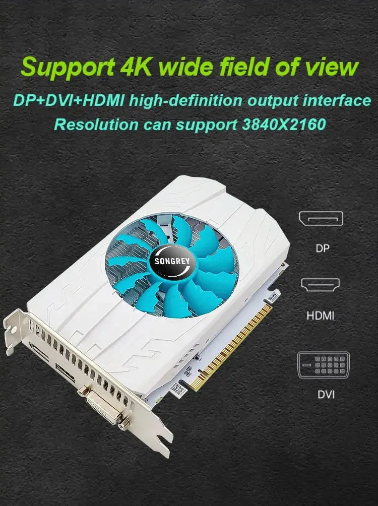 SONGREY GTX 1050 4GB Graphics Card,GDDR5 128bit 4K Ready HDMI/DP/DVI Outputs PCI Express 3.0 Desktop GPU for Gaming Dropshipman