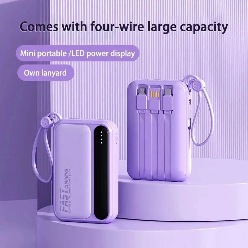 Xiaomi 50000mAh Built in Cables Power Bank 4 In1 Large Capacity Intelligent Digital Display Light Portable Battery For Samsung Dropshipman