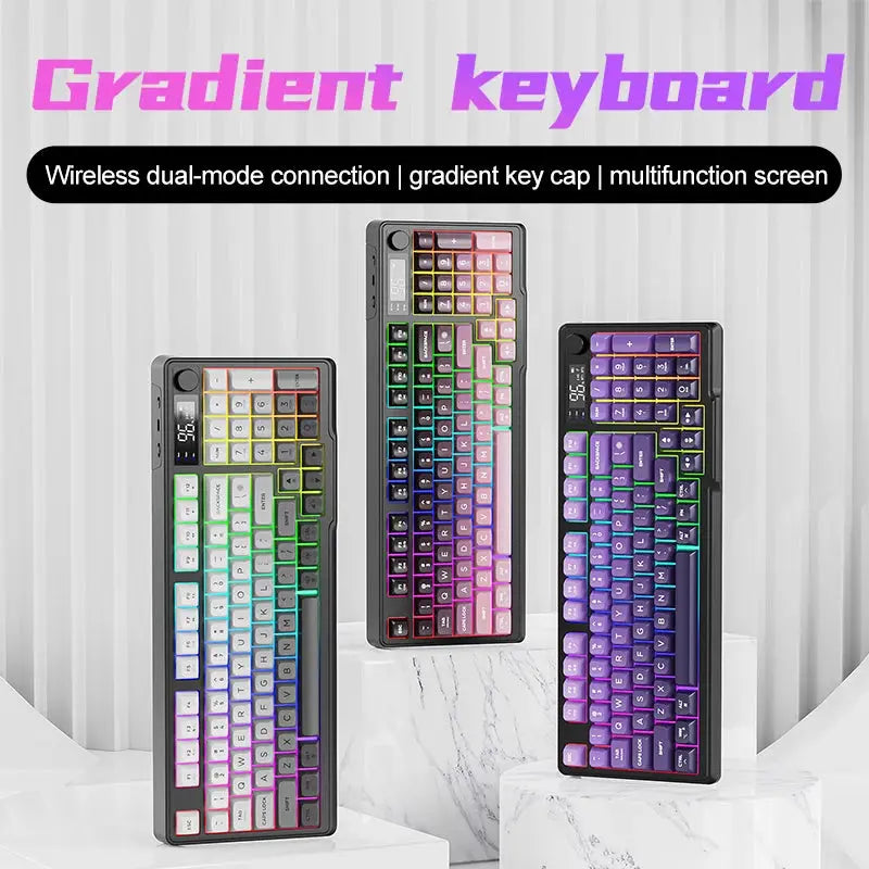 M96 Bluetooth Keyboard Wireless FREEWOLF Screen Gaming Keyboard,Electronic Screen, Multi-Device Connection,Ergonomics Gaming Dropshipman