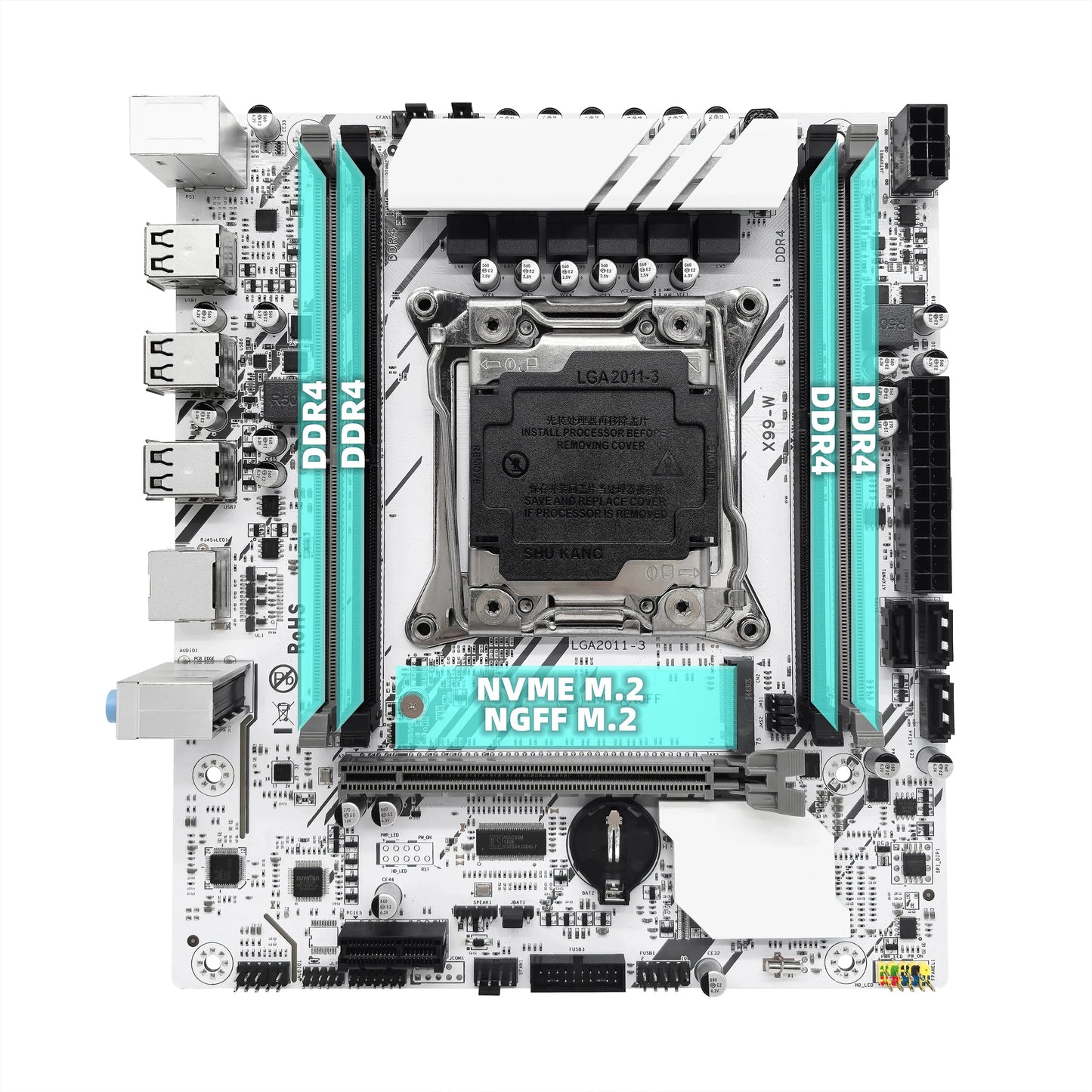 ZSUS X99-W Motherboard Set Kit With LGA2011-3 Xeon E5 2680V4 CPU DDR4 16GB (1*16GB) 2133MHZ RAM Memory NVME M.2 SATA Dropshipman