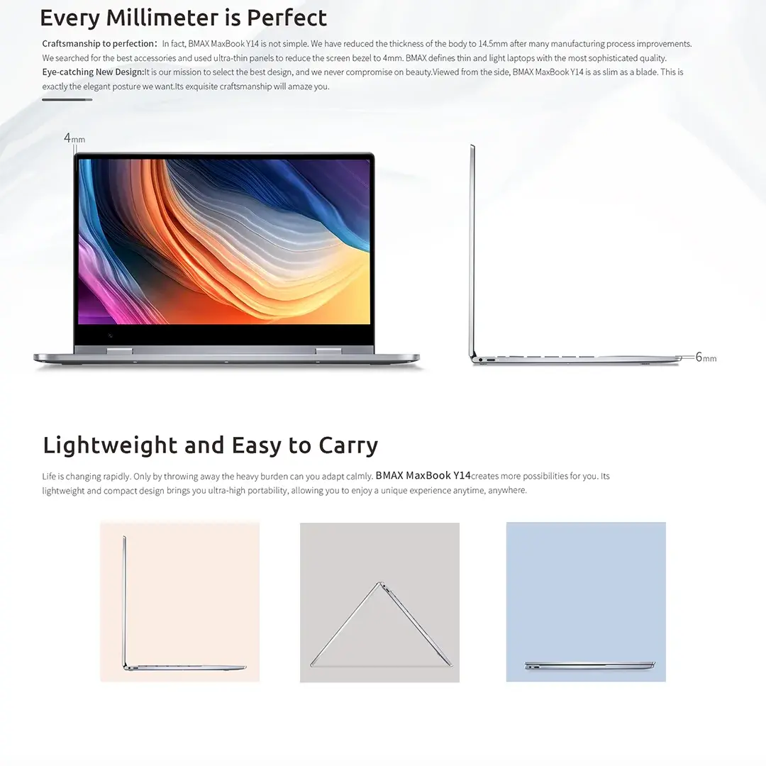 BMAX Y14 2025 360° Laptop 14 Inch Touch Notebook 16GB RAM LPDDR5 512GB SSD Windows 11 1920*1080 IPS Intel N100 Laptops Computer Dropshipman