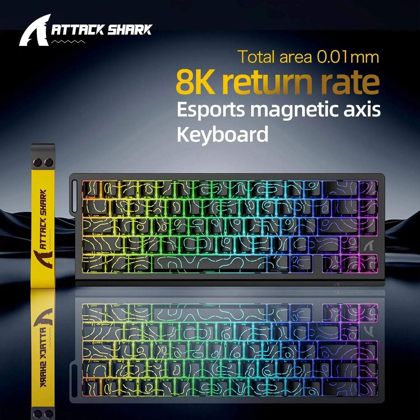 X68HE ATTACK SHARK Magnetic Gaming Keyboard Mechanical Wired for Pro Gaming 0.01mm Rapid Trigg 8000Hz SOCD/Rs 0.125ms 128K Rate Dropshipman
