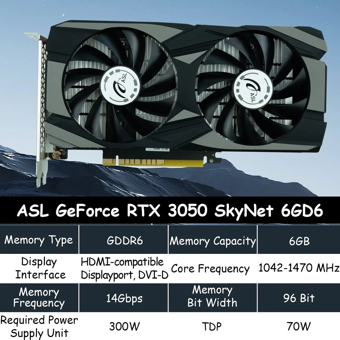ASL NVIDIA GeForce RTX 3050 6GB GDDR6 96Bit PCIe 4.0 Dual Fan PC Gaming GPU Video Graphics Card With HDMI-compatible DP DVI-D Dropshipman