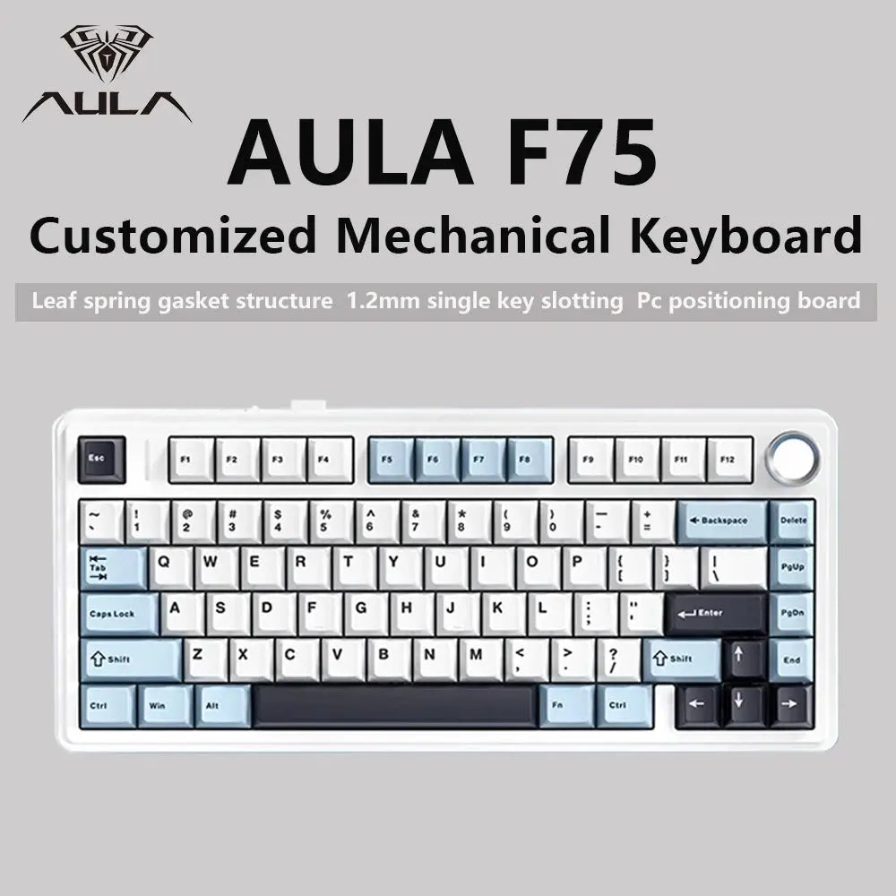 AULA F75 2.4G Wireless/Bluetooth/Wired Gaming Mechanical Keyboard RGB Customized 75% Layout OEM Profile Gasket Structure Dropshipman