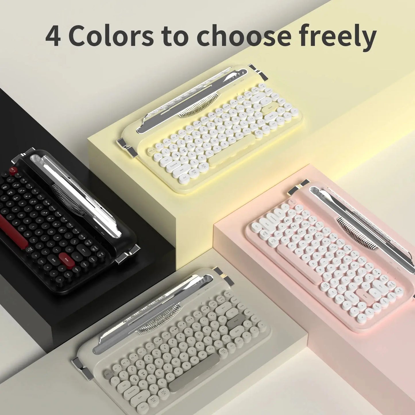 AJAZZ AF84 Multl-Device Keyboard Dual Mode 2.4G/Bluetooth5.0 With Card Slot Bracket Position Typewriter Office Membrane Keyboard Dropshipman