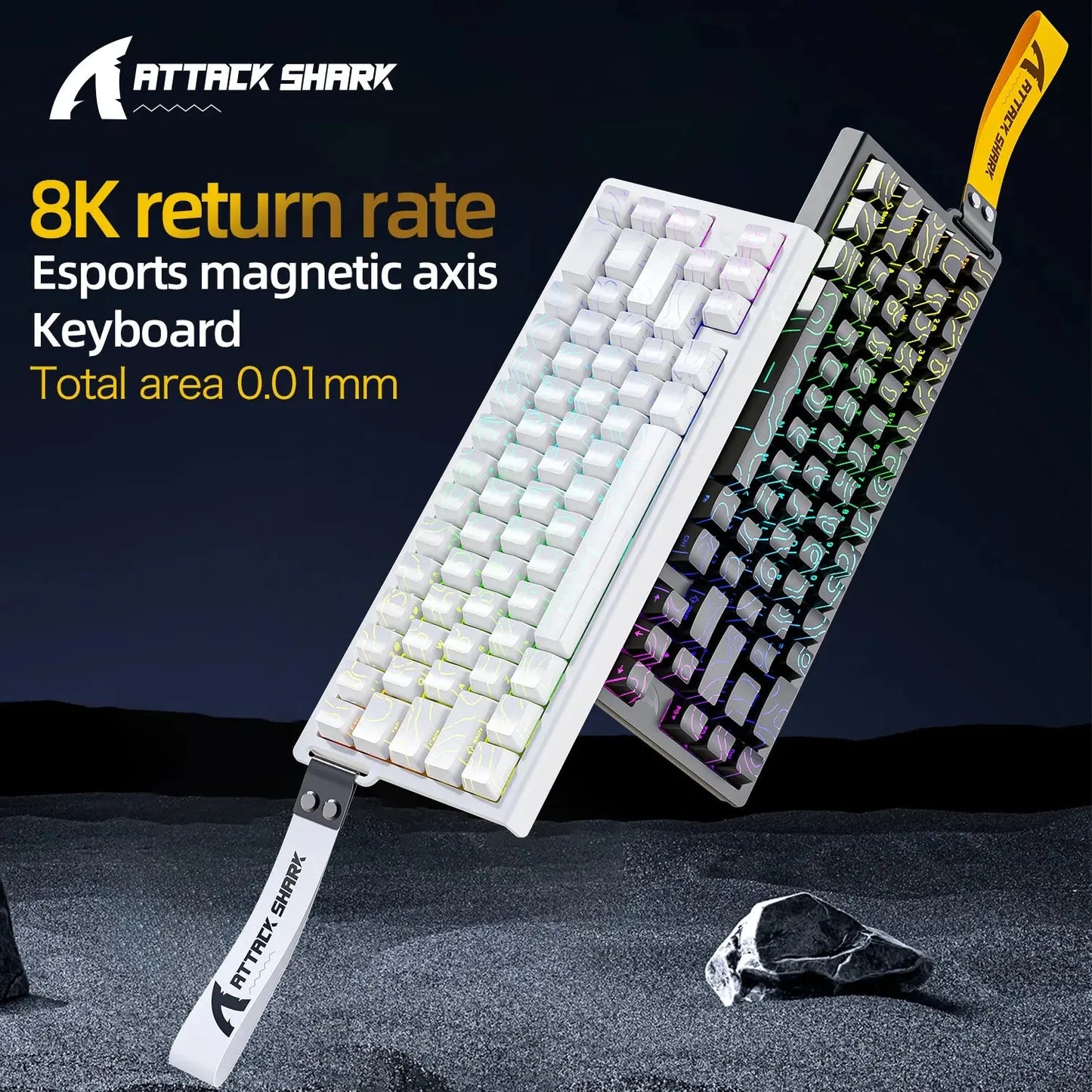 X68HE ATTACK SHARK Magnetic Gaming Keyboard Mechanical Wired for Pro Gaming 0.01mm Rapid Trigg 8000Hz SOCD/Rs 0.125ms 128K Rate Dropshipman