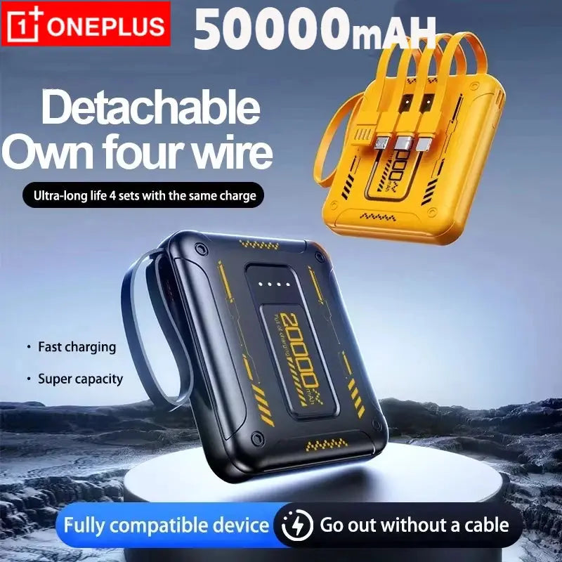 OnePlus 50000mAh Super Fast Charging Power Bank Large Capacity Comes with Detachable Two-wire PowerBank for IPhone Samsung Dropshipman