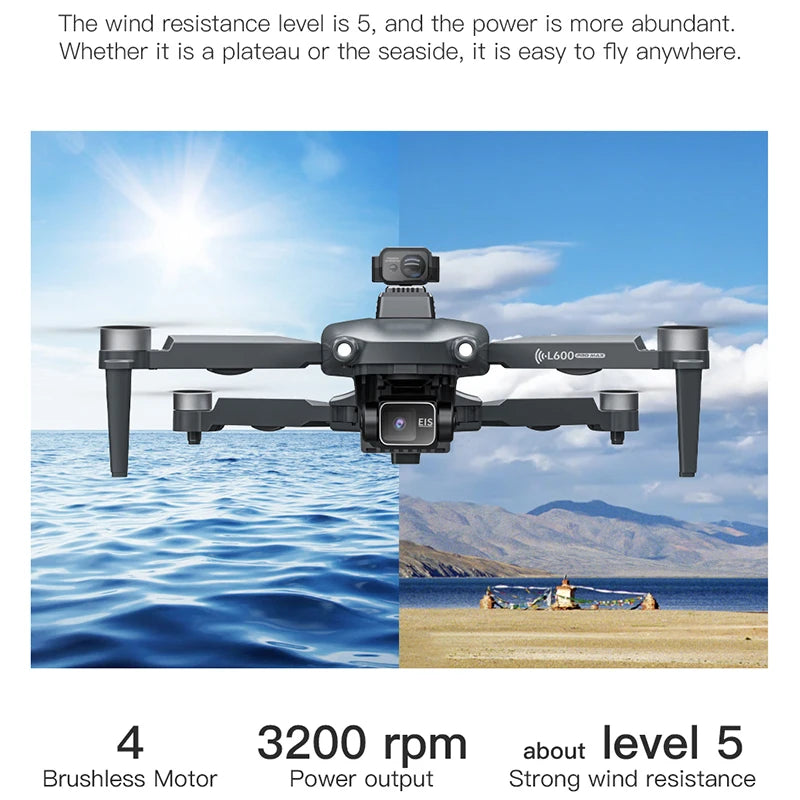 2025 New L600 PRO MAX GPS Drone 5KM 4K Professional HD Dual Camera 3-Axis Gimbal 360 Obstacle Avoidance Brushless Quadcopter Toy Dropshipman