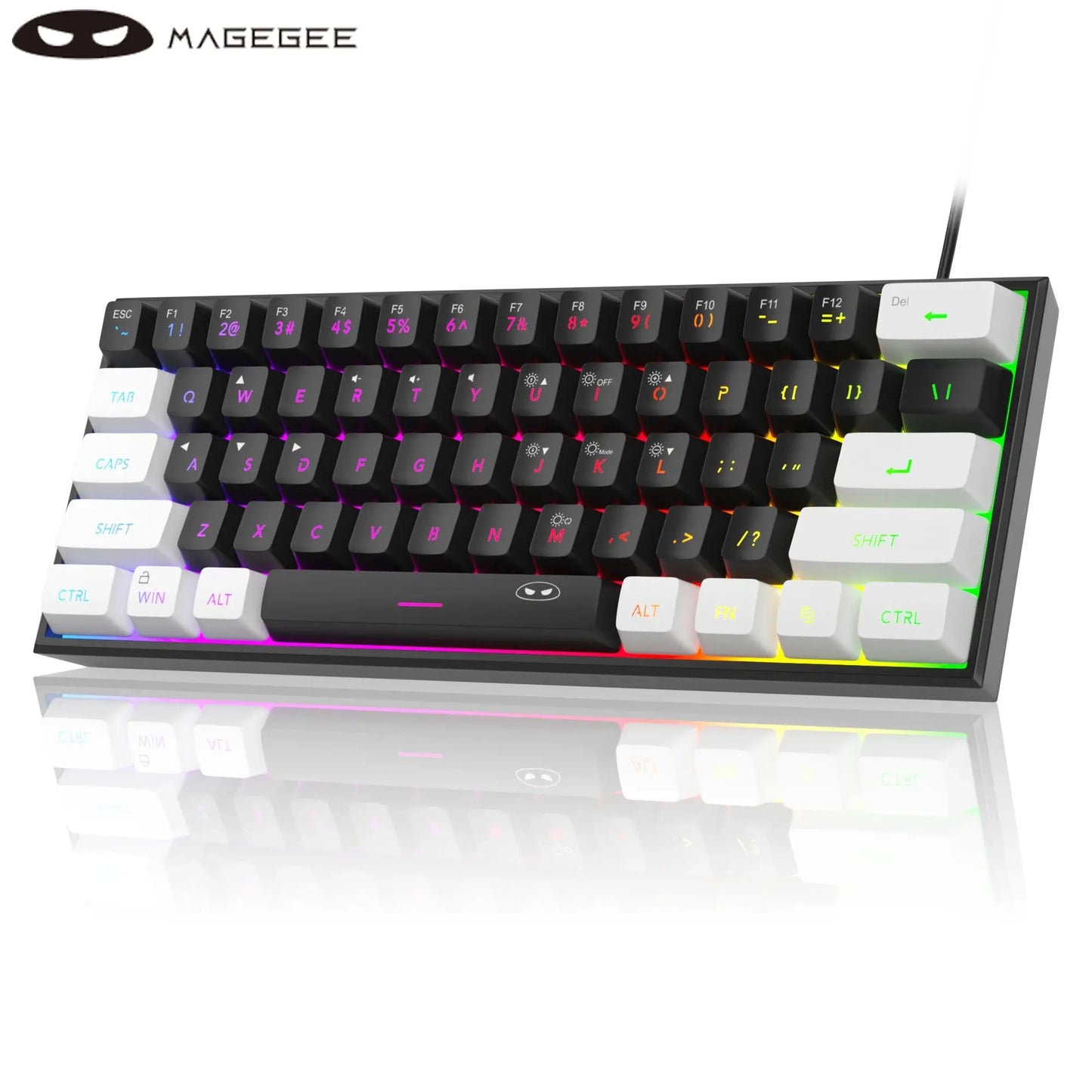 MageGee TS91 60% Compact Wired Keyboard 61 Keys RGB Backlight Small Portable Office Computer Membrane Keyboard For Windows PC Dropshipman