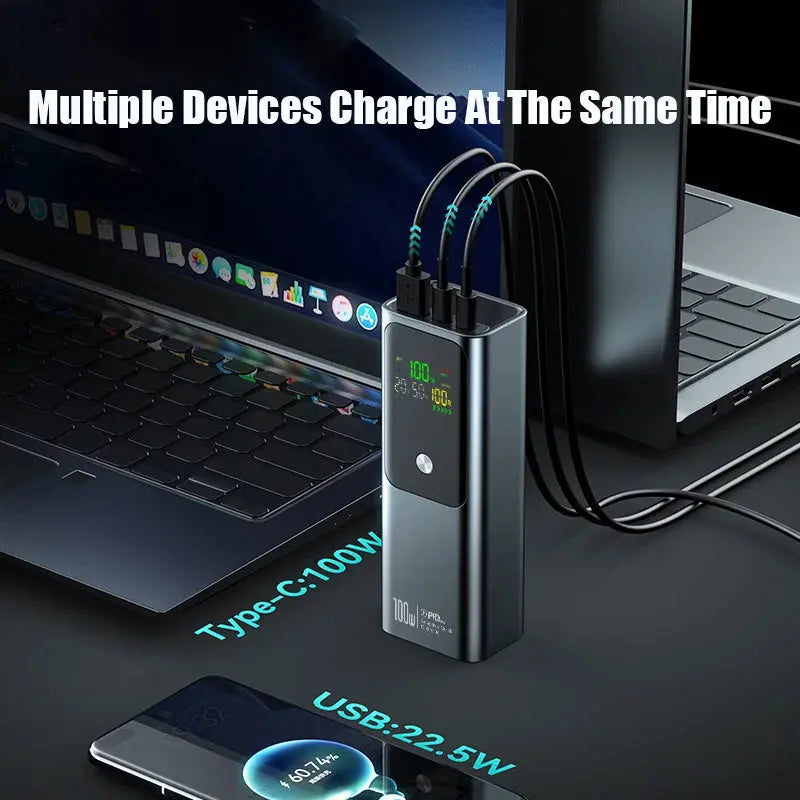 50000mAh Portable Color Screen Power Bank Supports PD100W Bidirectional Fast Charging Suitable For IPhone Laptop Samsung Dropshipman