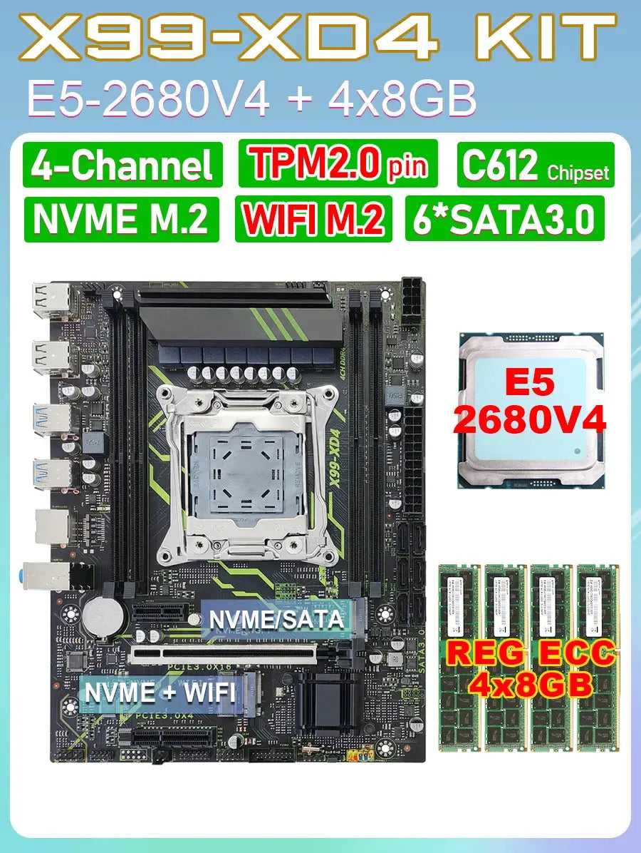 X99 XD4 motherboard tpm 2.0 Xeon Kit E5 2680 2690 V4 CPU DDR4 RAM complete combo LGA 2011 V3 motherboards X99 with processor Dropshipman