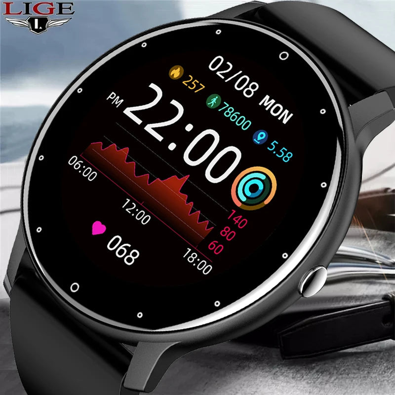 LIGE 2025 New Smart Watch Men Full Touch Screen Sport Fitness Watch IP67 Waterproof Bluetooth For Android ios smartwatch Men+box Dropshipman