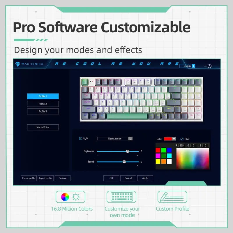 Machenike K500 Mechanical Keyboard Gaming Keyboard Wired Keyboard Hot Swappable 94 Keys RGB Light Mac Windows Dropshipman