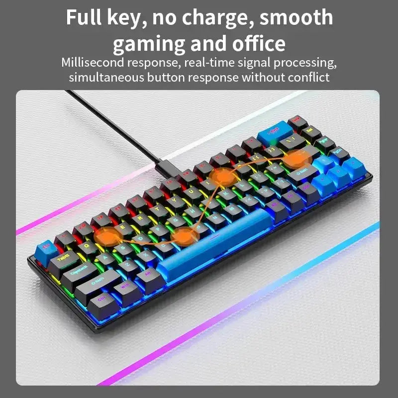 K68 Wired Mechanical Keyboard 10Kinds of Colorful Lighting Gaming and Office For Microsoft Windows and Apple IOS System Dropshipman