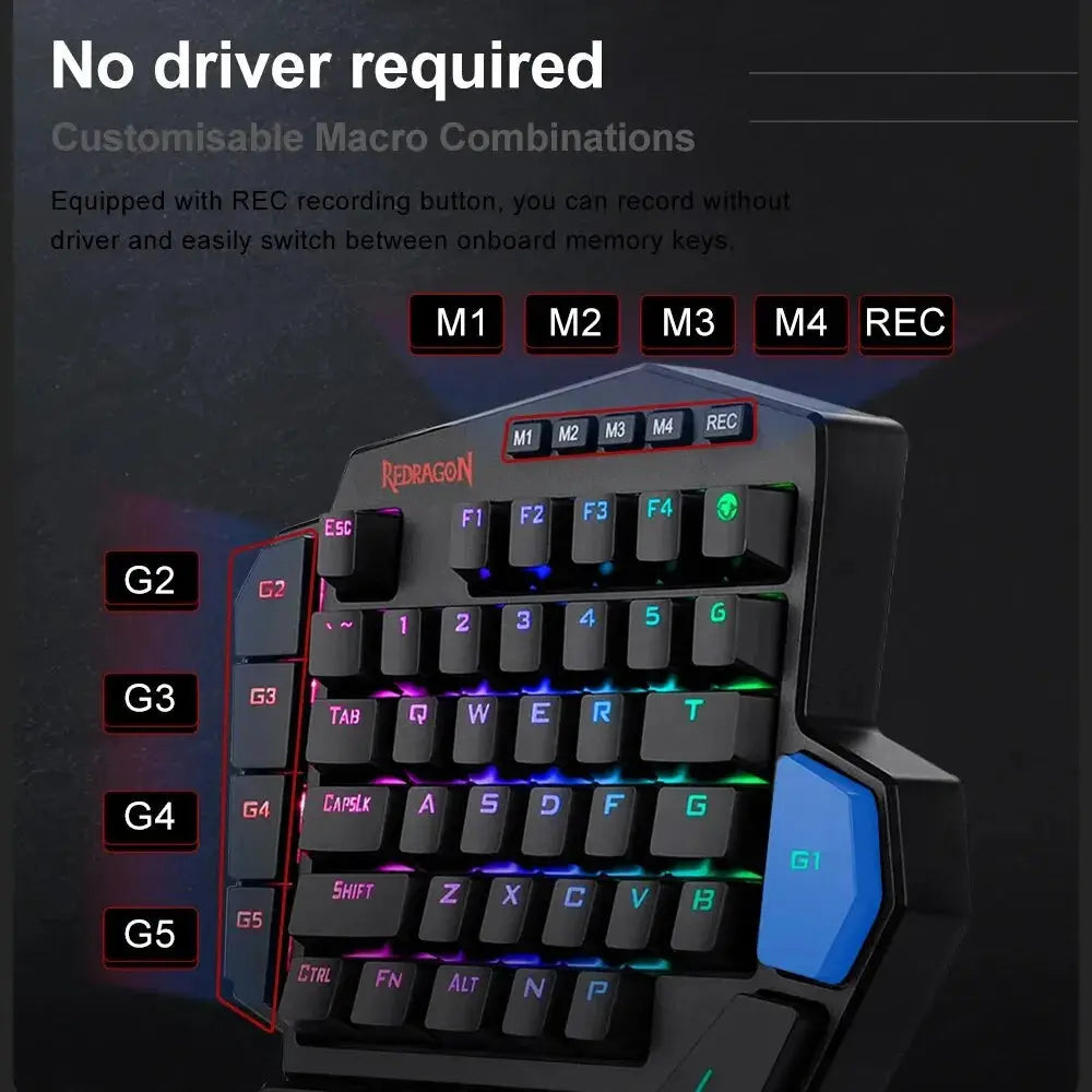 REDRAGON DITI K585 RGB 42 Key One-handed USB Mechanical Gaming Wired Keyboard Blue Switch 42 Keys Gamer for Computer PC Laptop Dropshipman