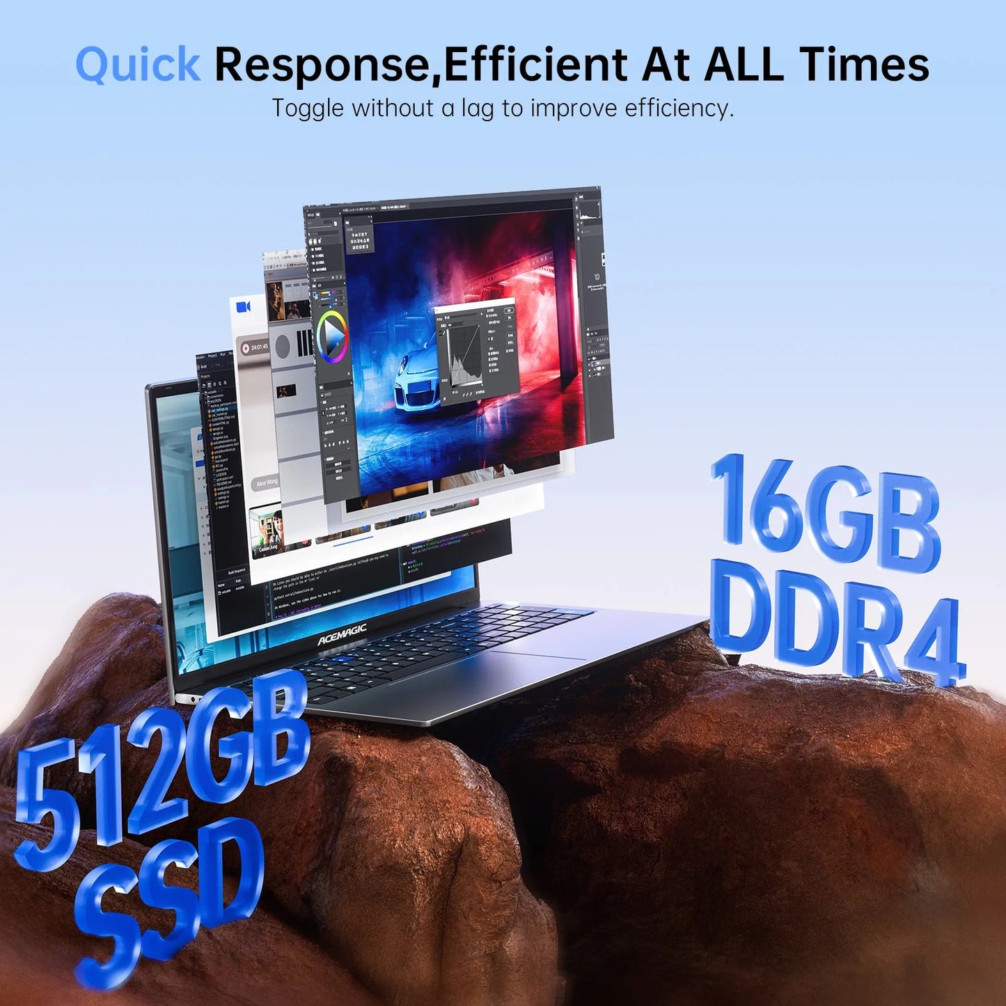ACEMAGIC AX17 Intel Processor N97 17.3" Ultar Slim 6000MAH Laptop 16GB LPDDR4 RAM 512GB ROM Windows 11 BT5.2 Wifi 6 Notebook Dropshipman