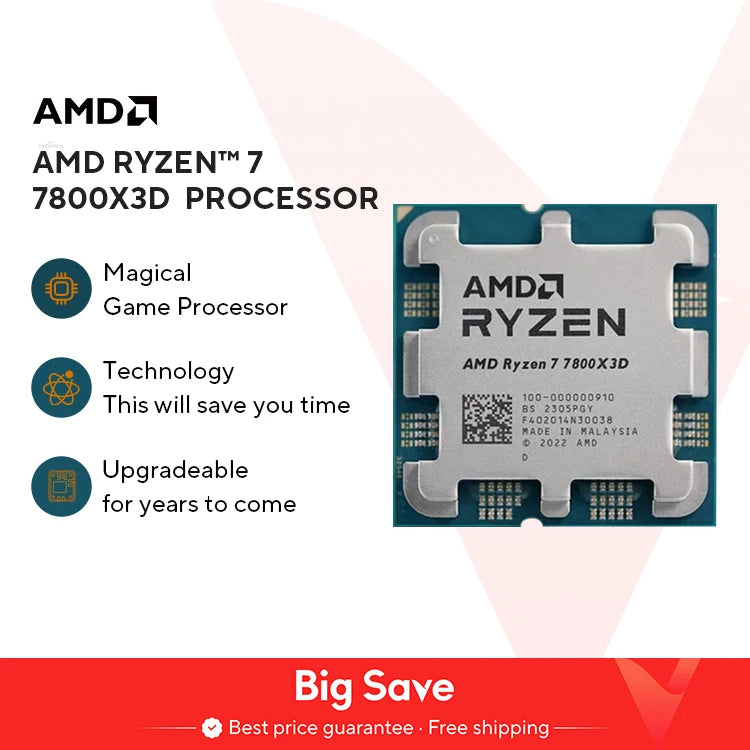 AMD Ryzen 7 7800X3D R7 7800X3D 5.0 GHz 8-Core 16-Thread CPU 5NM 96M 100-100000910 Socket AM5 New Tray Without cooler Dropshipman