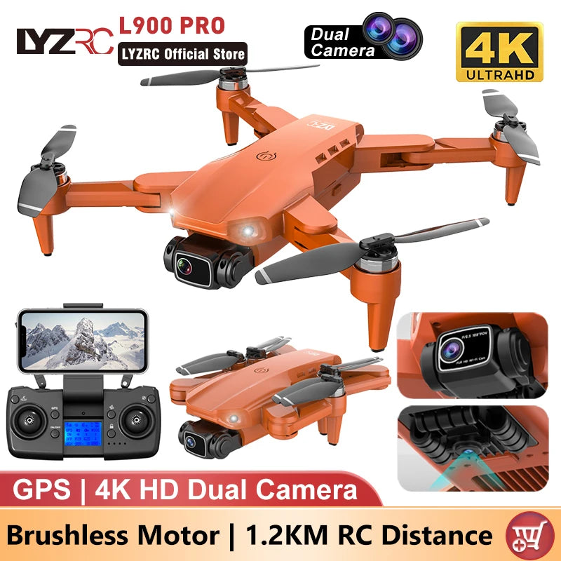 LYZRC L900 PRO GPS Drone 4K Professional HD Dual Camera 5G WIFI Brushless Motor FPV Quadcopter Foldable Aerial Photography Drone Dropshipman