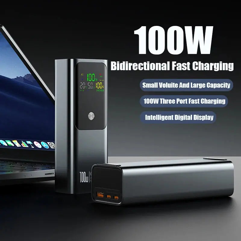 50000mAh Portable Color Screen Power Bank Supports PD100W Bidirectional Fast Charging Suitable For IPhone Laptop Samsung Dropshipman
