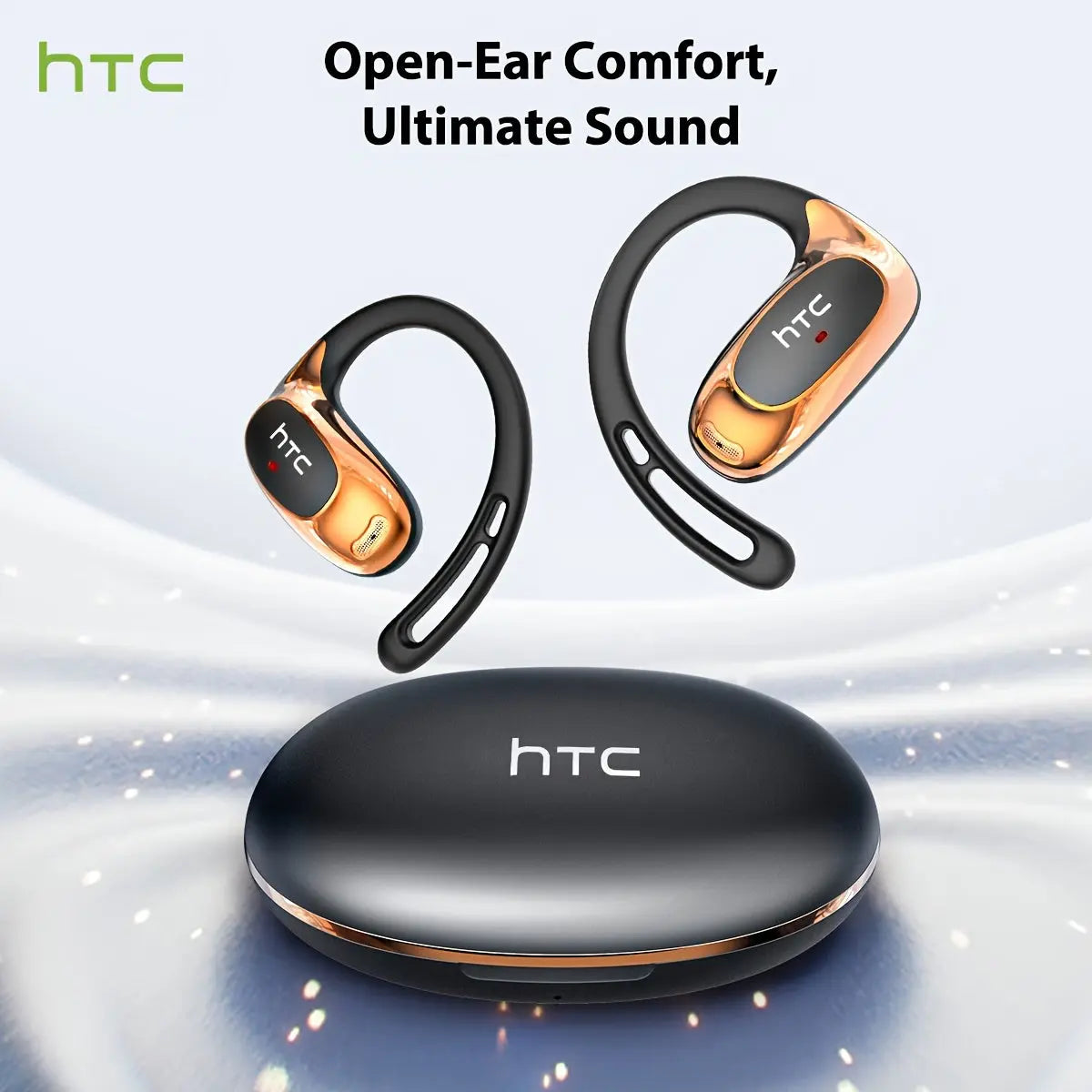 HTC NE35 AI Translation Earbuds Real-time Translation Headphones OWS Open-Ear Wireless Headphones, Latest BT V6.0, Noise Reduction Clear Call, 6.5 Hours Music Long Battery Life, Big speaker Big Volume Dropshipman