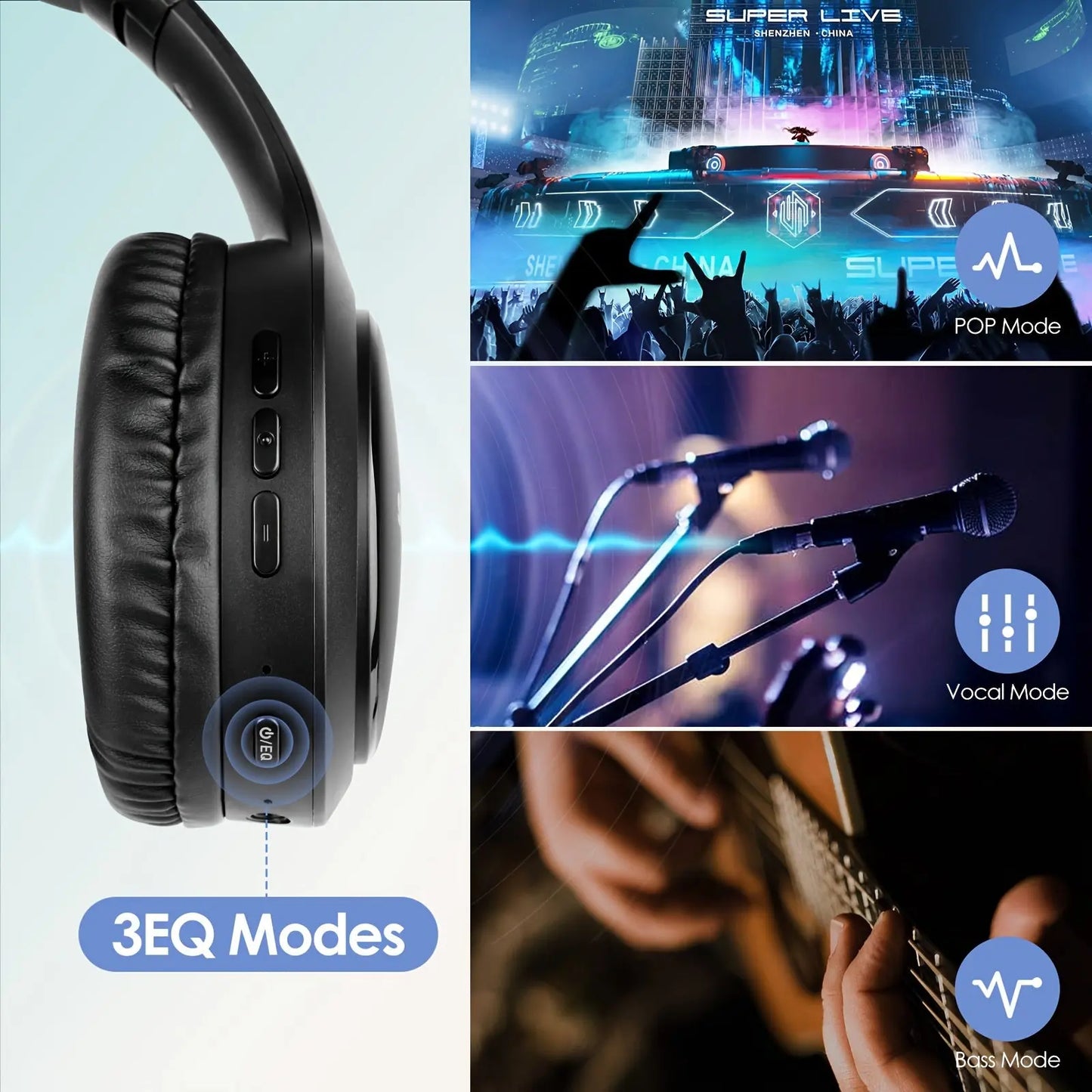 SIINDOO Wireless Over-Ear Headphones with Noise Isolation, Wireless, Deep Bass, Built-in Mic, Foldable Design, USB-C Charging, Long Battery Life - Compatible with PC, Mobile, Gaming, Podcasts - Matte Black, Travel Headphones, Headband Headphones, Durable Dropshipman
