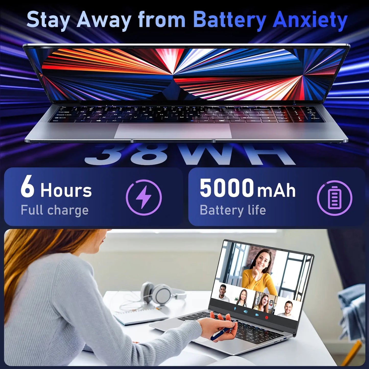 2025 NIAKUN 15.6 Inch Ultra-thin Lightweight Laptop Is On, Featuring A Celeron Processor, UHD Graphics Card with A Basic Frequency Of 200 MHz, Privacy Camera, 8GB LPDDR4 256GB SATA, And A Budget Laptop Suitable for Gaming, Office, Student, And Creative A Dropshipman