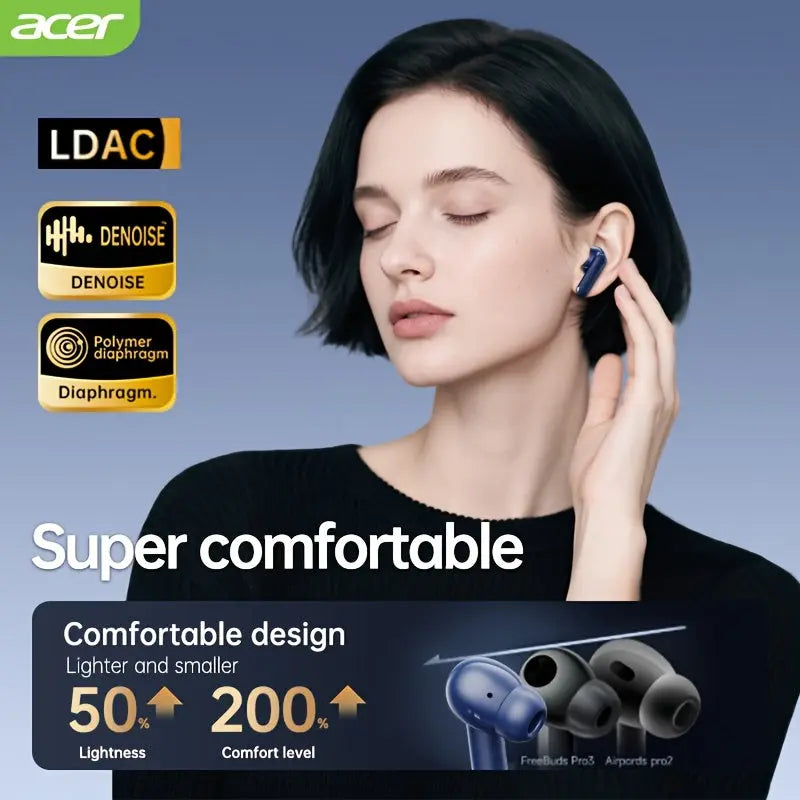 Acer 2025 TWS Premium Wireless Headset with Active Noise Cancelling Earbud Condenser Microphone, Sports and Exercise Compatible Smartphone Latest Headset for Movies, TV Shows and Video Games OHR548 Dropshipman