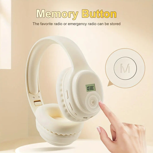 Professional Over-Ear Headphones with FM Radio, Rechargeable Portable Personal Wireless Earphones with Memory Buttons for Storing Stations, Suitable for Jogging, Lawn Mowing, Cycling, Meetings, Includes 3, 5mm Audio Cable Dropshipman