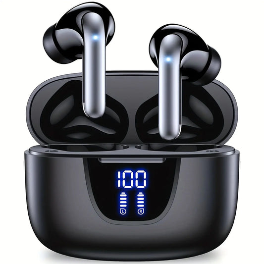 Wireless Earbuds, Wireless 5.3 Headphones with 13mm Speaker, Ultra-Long Playtime, Type-C Fast Charging Case, Stereo Wireless In-Ear Earbuds for iPhone and Android, Gaming Business Sports Headset Microphone. Display with Digital Signage, Exercise and List Dropshipman