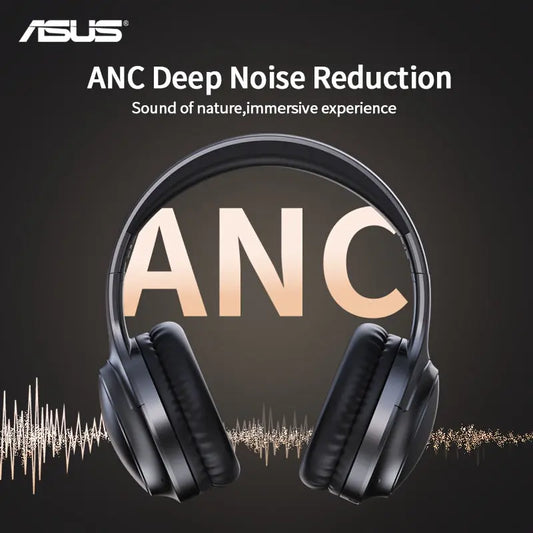 ASUS Wireless Over-Ear Headphones with ANC, Immersive Sound & Adjustable Foldable Design - Comfort Fit for All Ears, Built-in Mic, Wireless, USB-C Charging, White/Light Beige/Black - Ideal for Gamers & Music/Movie Enthusiasts, Travel Headphones | Comfort Dropshipman