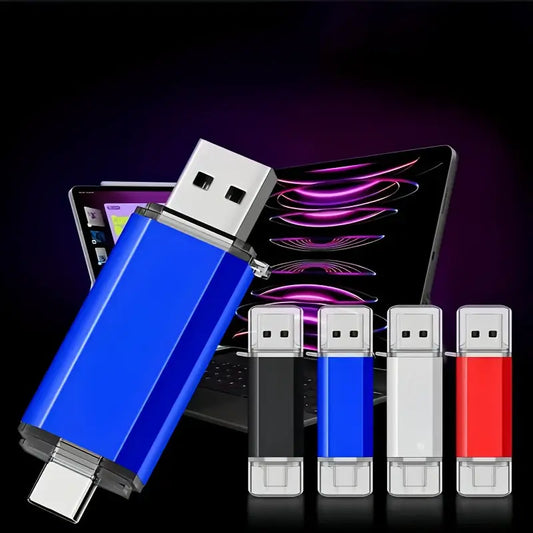 100% Capacity New High Speed USB 2.0 Type C U Disk OTG Pen Drive 128GB/100/32GB/16GB 1 Memory Stick 2 Pairs of Memory Sticks Compatible with Computer Smartphones/TVs/Tablets/Laptops Dropshipman
