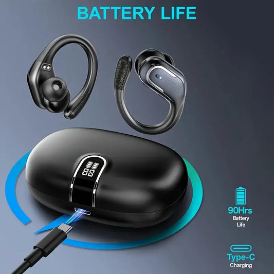New Wireless Earbuds for Running Sports, Wireless Earphones with Earhooks Pure Bass Sound, Over Ear Headphones with Dual-LED Display, Earphones Noise Cancelling Headset Built-in Microphone Dropshipman