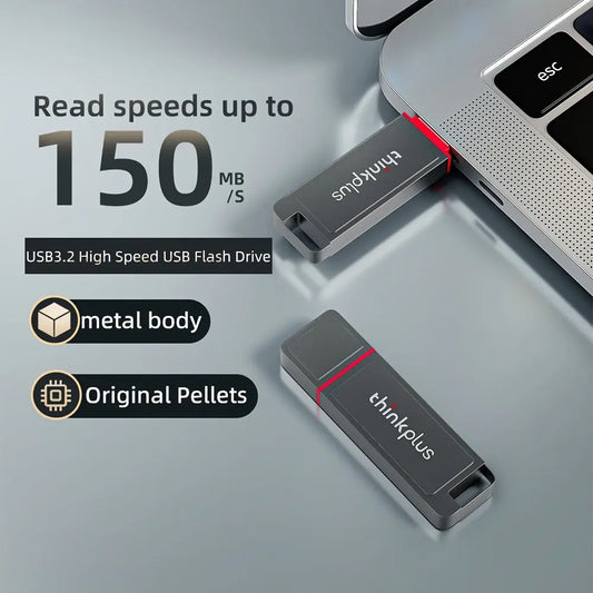 LENOVO USB 3.2 Hi-Speed USB Flash Drive, High-speed Transmission USB Drive, Powerful Chip, Plug and Play, Metal Memory Stick, Wear-resistant and Durable, Compatible with PCs, TVs, Speakers and More. Dropshipman