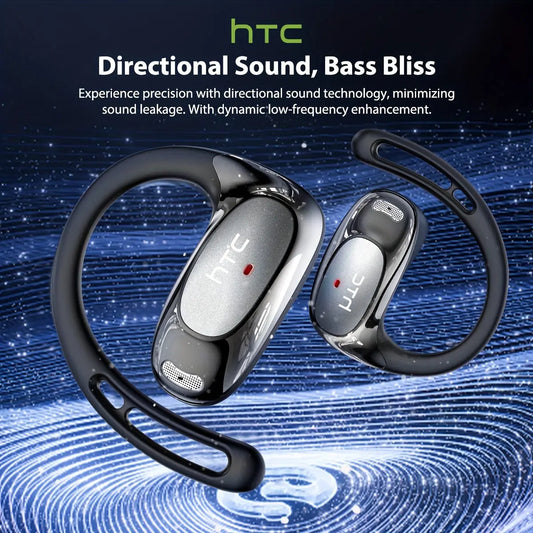HTC NE35 AI Translation Earbuds Real-time Translation Headphones OWS Open-Ear Wireless Headphones, Latest BT V6.0, Noise Reduction Clear Call, 6.5 Hours Music Long Battery Life, Big speaker Big Volume Dropshipman