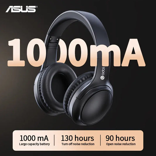 ASUS Bluetooth Over-Ear Headphones with ANC, Foldable Adjustable Design, Built-in Mic, 1000mAh Battery for 130H Playtime, Soft Earcups, for Gaming, Music, Movies, Black Pink Light Beige Dropshipman