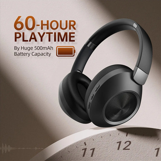 LIFEBEE Active Noise Cancelling Headphones - 60H Playtime, HiFi Stereo Sound Wireless Over-Ear Headset with Condenser Mic, Push Button Control, Sports and Exercise Optimized, Rechargeable Battery for Adults Dropshipman