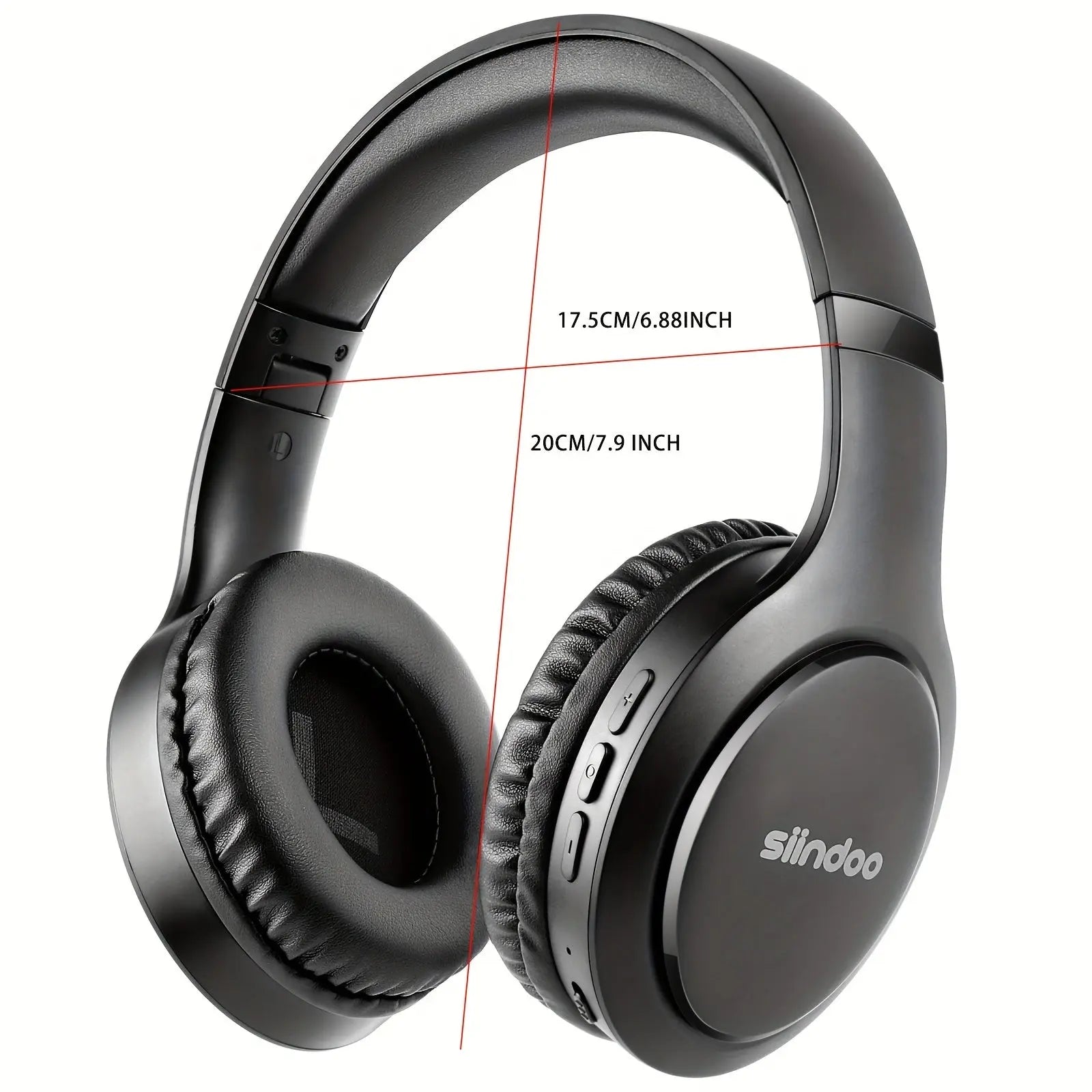SIINDOO Wireless Over-Ear Headphones with Noise Isolation, Wireless, Deep Bass, Built-in Mic, Foldable Design, USB-C Charging, Long Battery Life - Compatible with PC, Mobile, Gaming, Podcasts - Matte Black, Travel Headphones, Headband Headphones, Durable Dropshipman