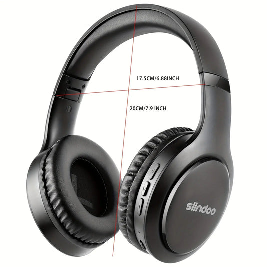 SIINDOO Wireless Over-Ear Headphones with Noise Isolation, Wireless, Deep Bass, Built-in Mic, Foldable Design, USB-C Charging, Long Battery Life - Compatible with PC, Mobile, Gaming, Podcasts - Matte Black, Travel Headphones, Headband Headphones, Durable Dropshipman